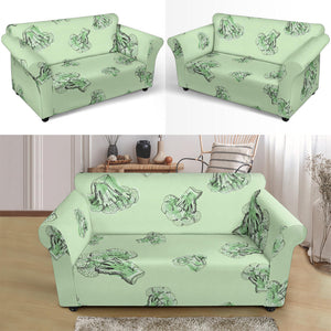 Broccoli Sketch Pattern Loveseat Couch Slipcover
