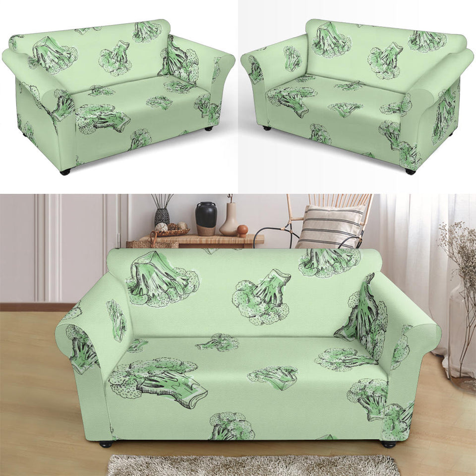 Broccoli Sketch Pattern Loveseat Couch Slipcover