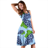 Watercolor Grape Pattern Sleeveless Midi Dress