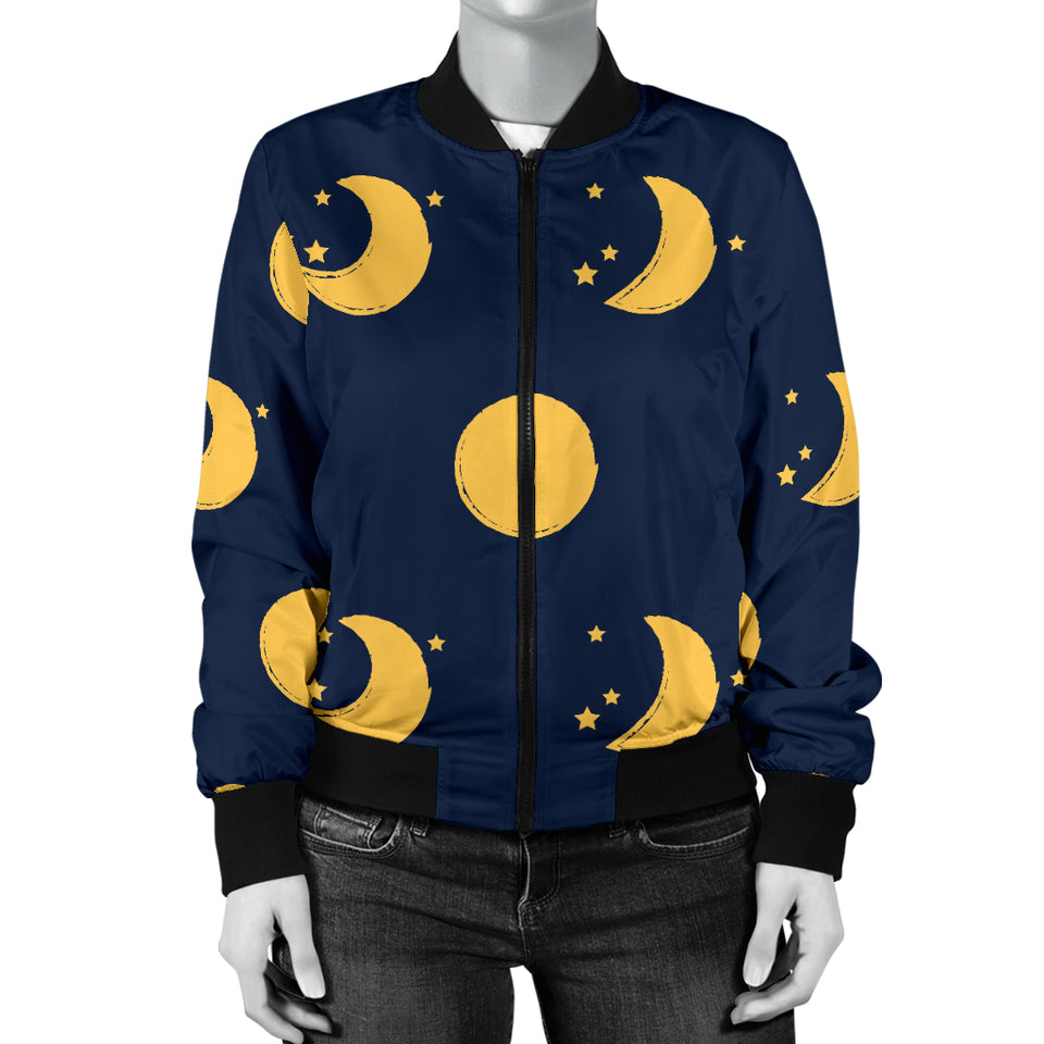 Moon Star Pattern Women'S Bomber Jacket