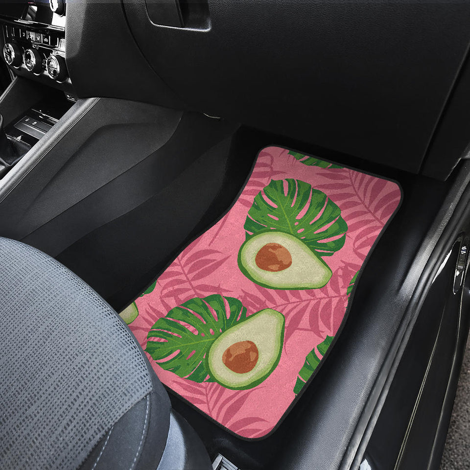 Avocado Slices Leaves Pink Back Ground Front And Back Car Mats