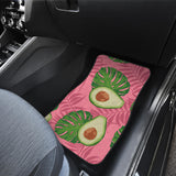 Avocado Slices Leaves Pink Back Ground Front And Back Car Mats