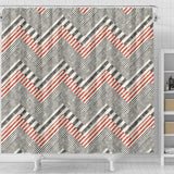 Zigzag Chevron Striped Pattern Shower Curtain Fulfilled In US