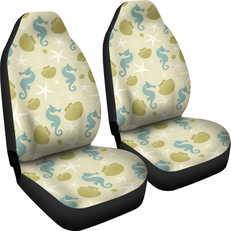 Seahorse Shell Starfish Pattern Background  Universal Fit Car Seat Covers