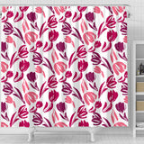 Pink Sketch Tulip Pattern Shower Curtain Fulfilled In US