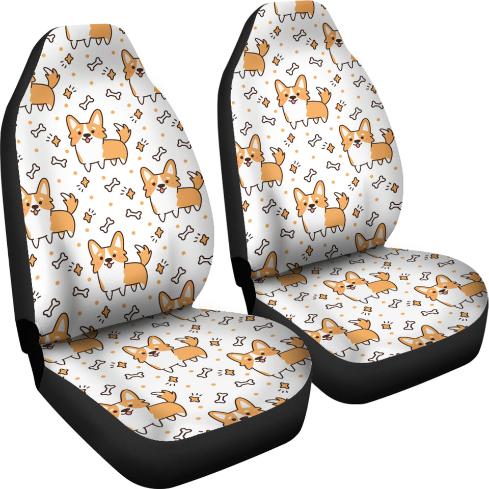 Cute Corgi Heart Star Bone Pattern Universal Fit Car Seat Covers
