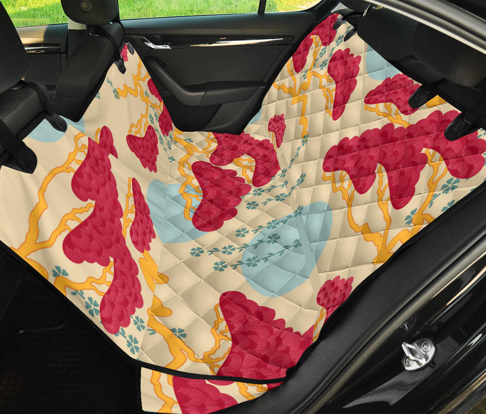 Red Bonsai Gray Sun Japanese Pattern Dog Car Seat Covers