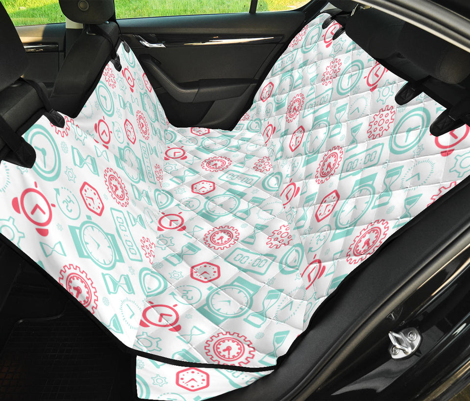 Clock Time Pattern Blackground Dog Car Seat Covers