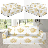 Gold Ornamental Lotue Waterlily Symbol Pattern Sofa Slipcover