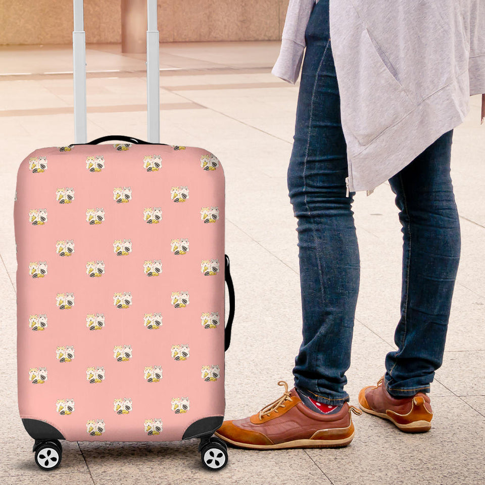 Cute Hamster Cheese Pattern Pink Background Luggage Covers