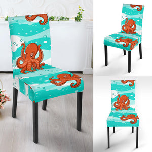 Octopuses Sea Wave Background Dining Chair Slipcover