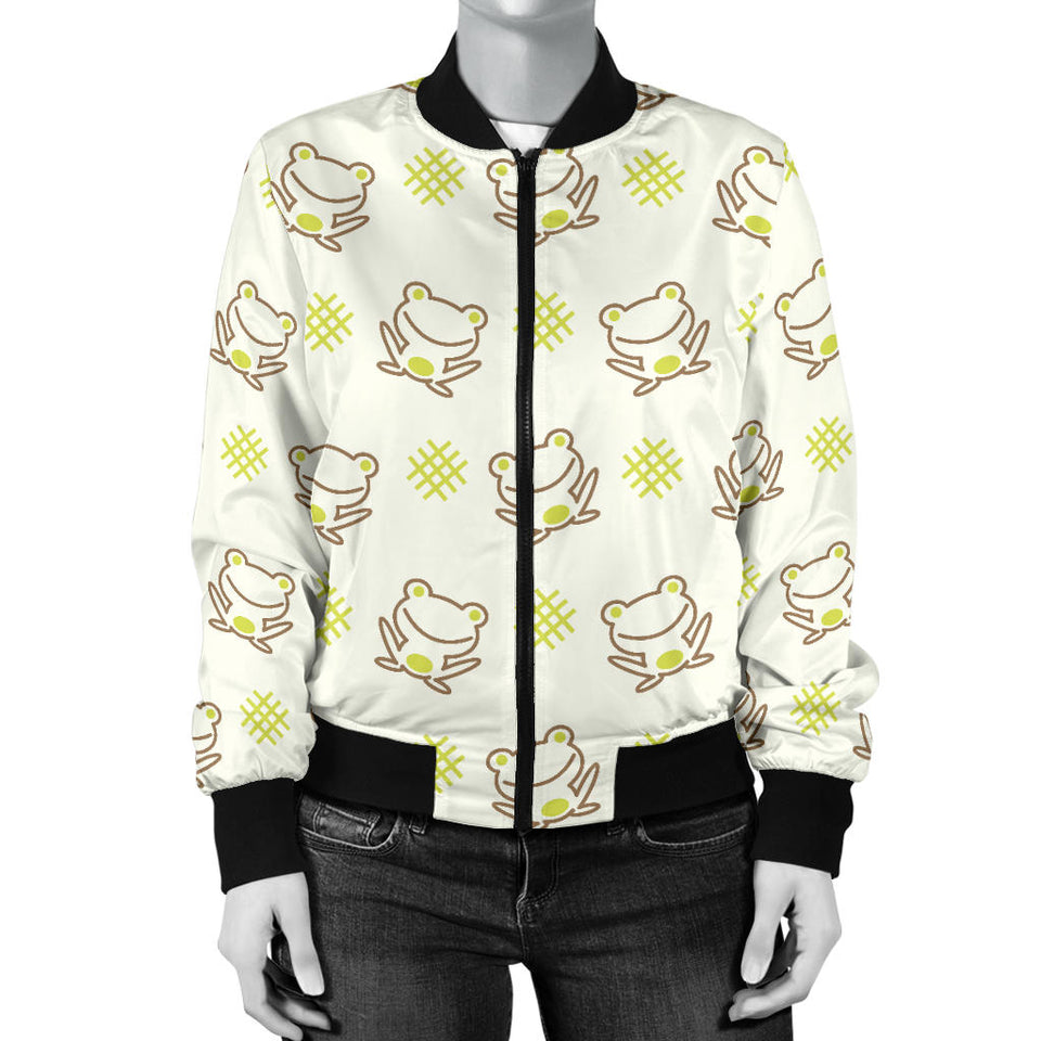 Cute Cartoon Frog Baby Pattern Women'S Bomber Jacket