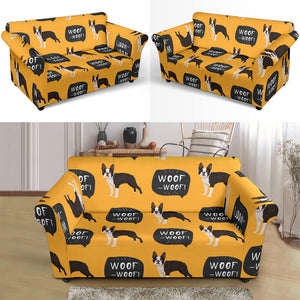 Boston Terrier Design Pattern Loveseat Couch Slipcover