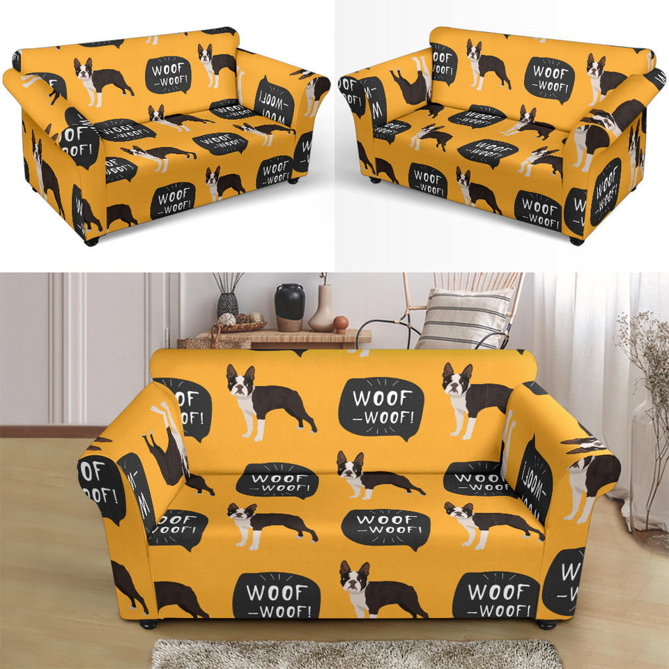 Boston Terrier Design Pattern Loveseat Couch Slipcover