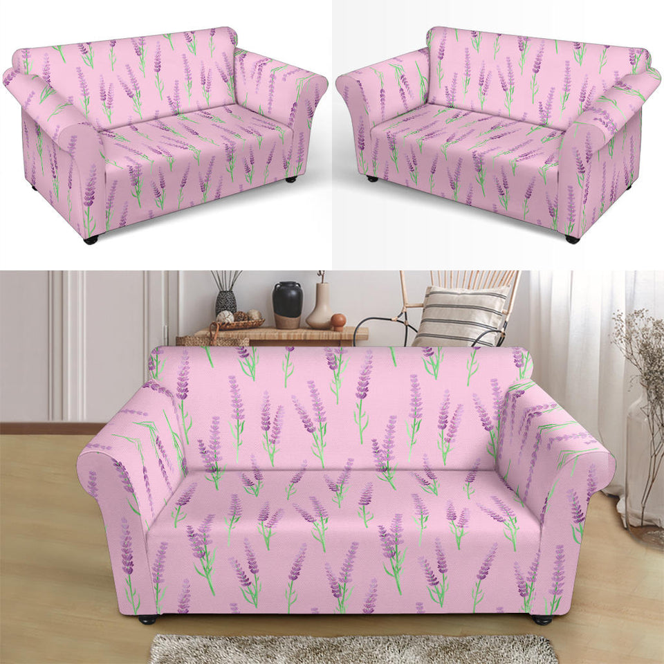 Lavender Pattern Pink Background Loveseat Couch Slipcover