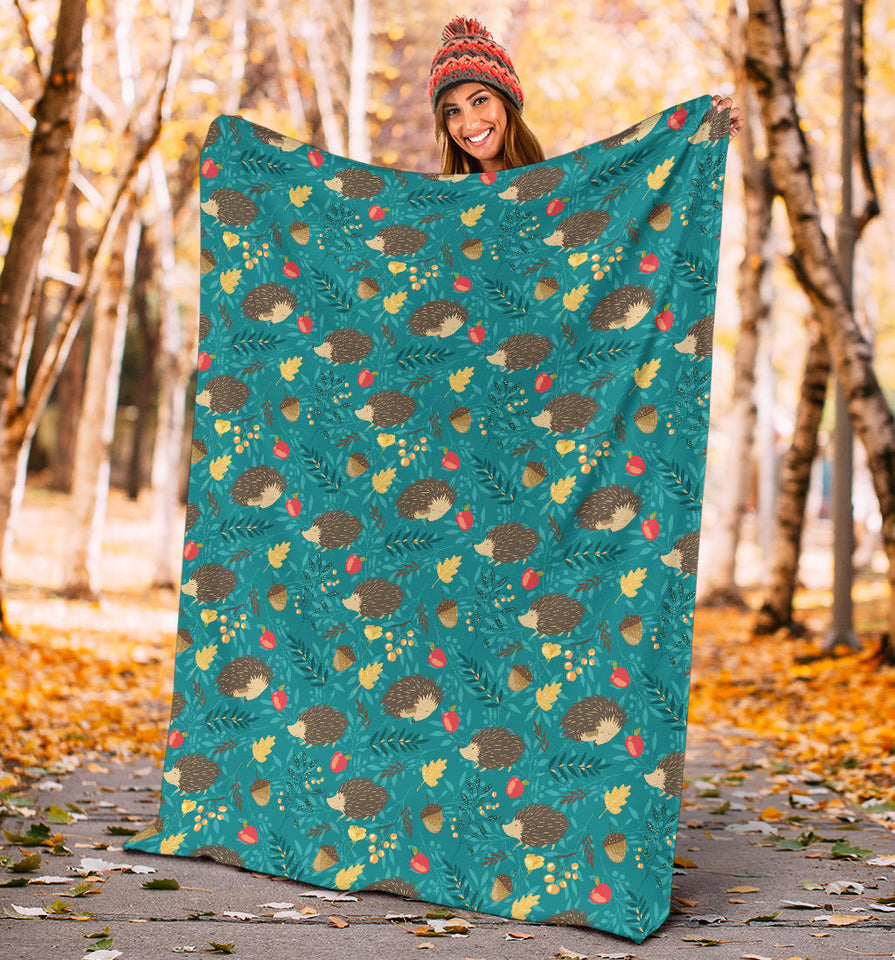 Hedgehog Pattern Print Design 01 Premium Blanket