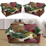 Japanese Cranes Flying Forest Dot Pattern Loveseat Couch Slipcover