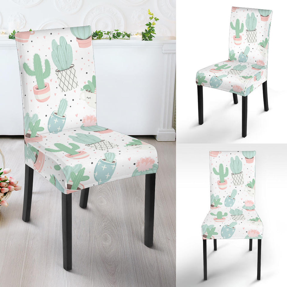 Pastel Colorcactus Pattern Copy Dining Chair Slipcover
