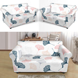Black Gray Cream Coral Ginkgo Leaves Pattern Loveseat Couch Slipcover