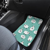 Cute Sheep Green Background Front And Back Car Mats