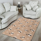 Cute Raccoon Heart Pattern Area Rug