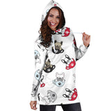 French Bulldog Cup Paw Pattern Women'S Hoodie Dress