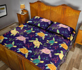 Colorful sea turtle pattern Quilt Bed Set