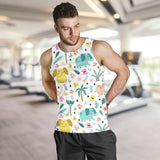 Cute elephants palm tree flower butterfly pattern Men Tank Top