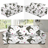 Boston Terrier Dog Hearts Vector Pattern Sofa Slipcover