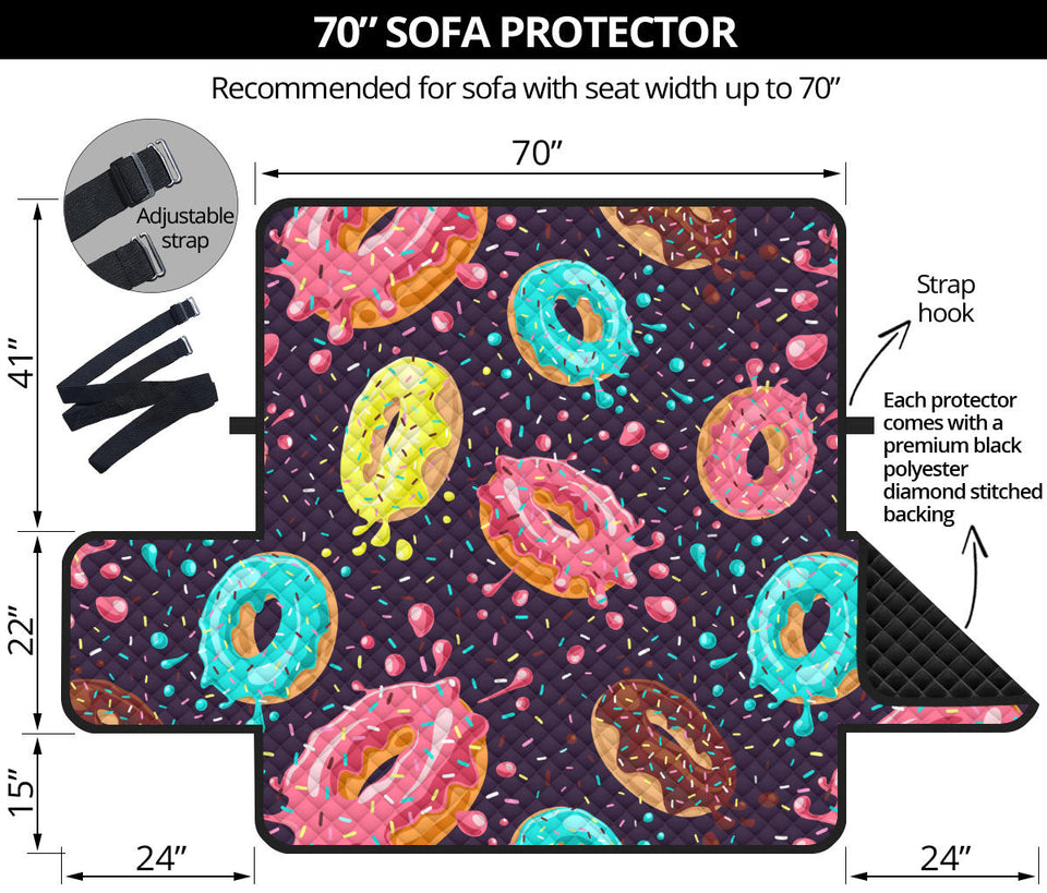 Colorful donut glaze pattern Sofa Cover Protector