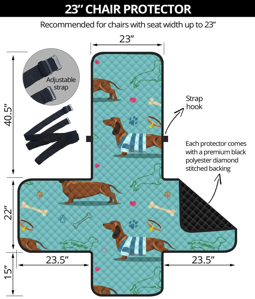 Dachshund decorative background Chair Cover Protector