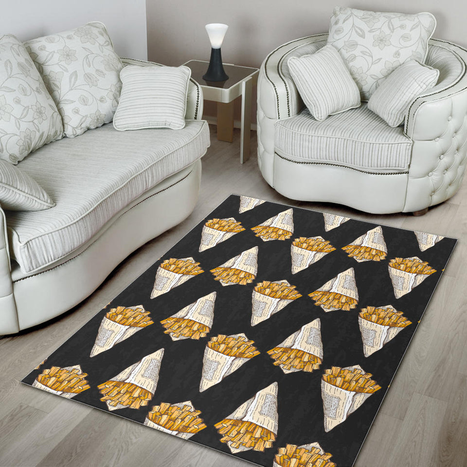 French Fries Dark Background Area Rug