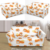 Brown Pomeranian Pattern Loveseat Couch Slipcover
