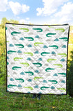 Watercolor Crocodile Pattern Premium Quilt