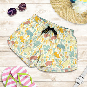 Hippopotamus Pattern Print Design 04 Women Shorts