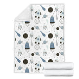 Hand Drawn Space Elements Space Rocket Star Planet Space Probe Premium Blanket