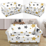 Hand Drawn Gold Black Star Pattern Loveseat Couch Slipcover