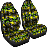 Black Fire Yellow And Green Car Seat Covers
