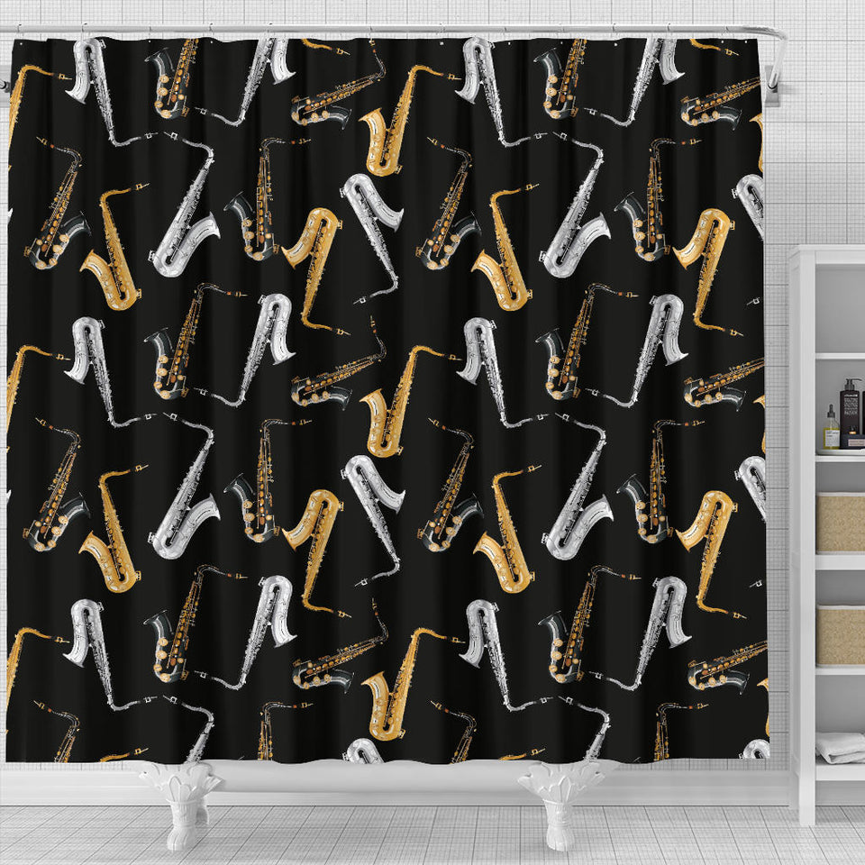 Saxophone Design Pattern Shower Curtain Fulfilled In US