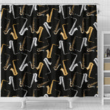 Saxophone Design Pattern Shower Curtain Fulfilled In US