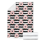 Donuts Pink Icing Striped Pattern Premium Blanket