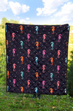 Watercolor Colorful Seahorse Pattern Premium Quilt