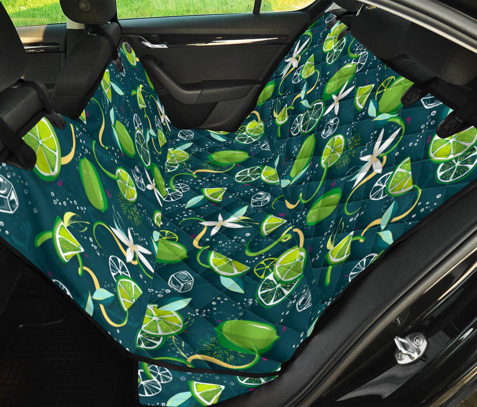 Lime Ice Flower Pattern Dog Car Seat Covers
