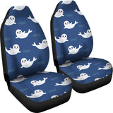 Cute White Baby Sea Lion Seal Pattern  Universal Fit Car Seat Covers