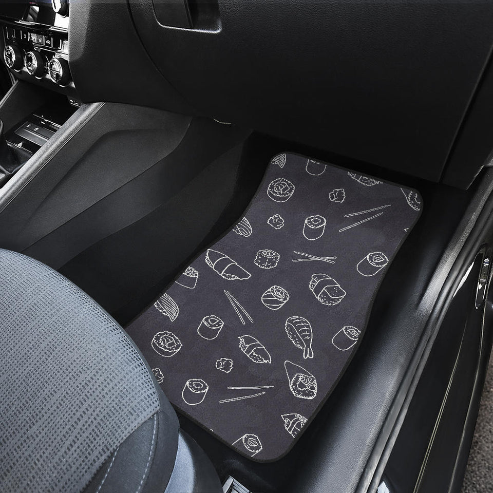 Sushi Pattern Black Background Front Car Mats