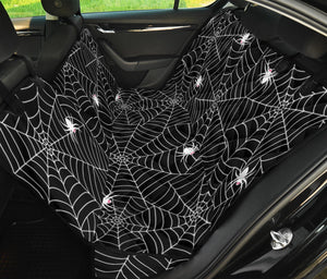 Spider Web Design Pattern Black Background White Cobweb Dog Car Seat Covers