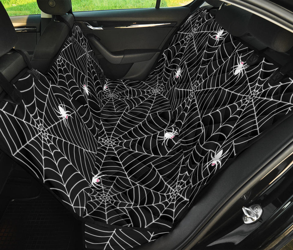 Spider Web Design Pattern Black Background White Cobweb Dog Car Seat Covers