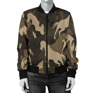 Horse Camo Camouflage Pattern Women'S Bomber Jacket