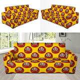 Daruma Japanese Wooden Doll Yellow Background Sofa Slipcover