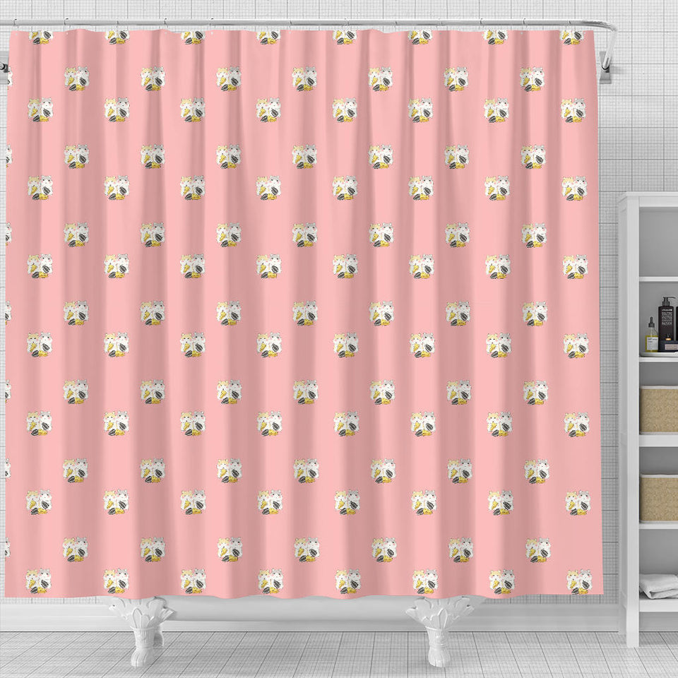 Cute Hamster Cheese Pattern Pink Background Shower Curtain Fulfilled In US